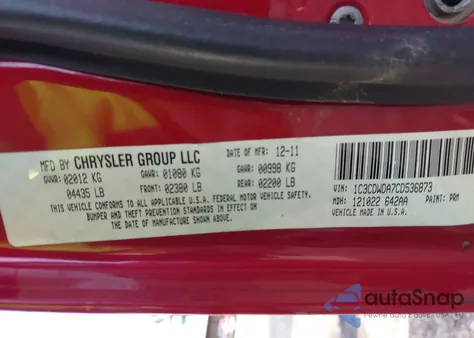 2012 Dodge Caliber Sxt z USA, uszkodzony, nr VIN 1C3CDWDA7CD536873